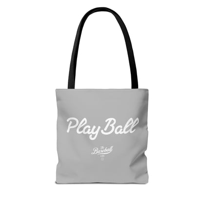 Play Ball Tote Bag_Light Gray with White Print