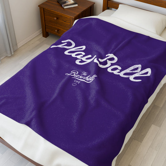 Velveteen Plush Blanket_Play Ball_Purple