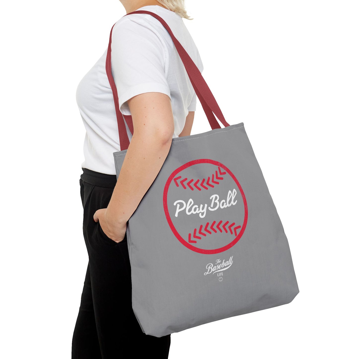Baseball Icon Play Ball Tote Bag_Gray