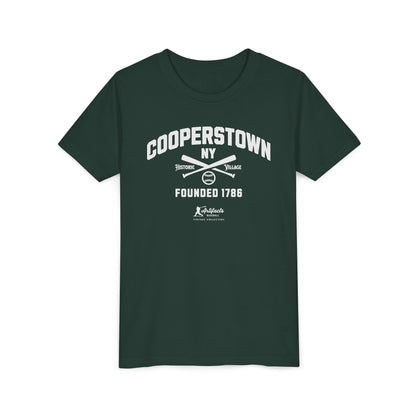 Youth Cooperstown NY White Print_Artifacts Baseball Collection T-Shirt