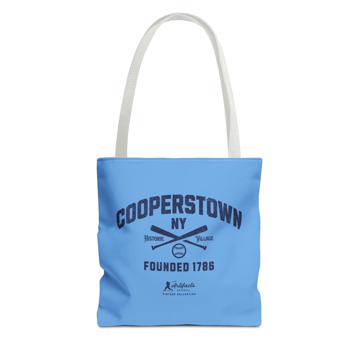 Cooperstown, NY Tote Bag_Carolina Blue w Navy Print