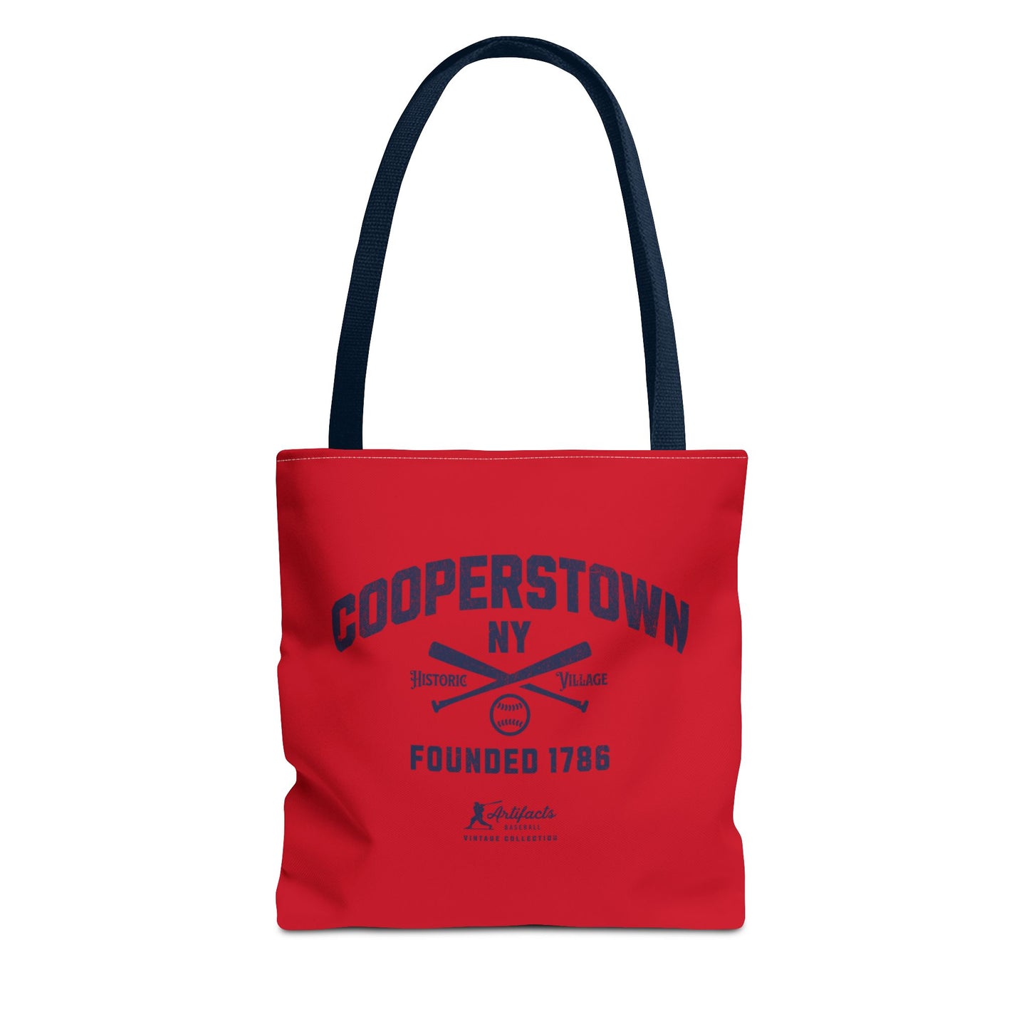 Cooperstown, NY Tote Bag_Red w Navy Print