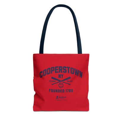 Cooperstown, NY Tote Bag_Red w Navy Print