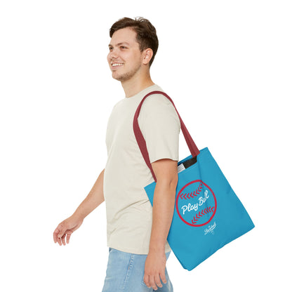 Baseball Icon Play Ball Tote Bag_Turquoise