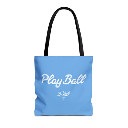 Play Ball Tote Bag_Carolina Blue with White Print