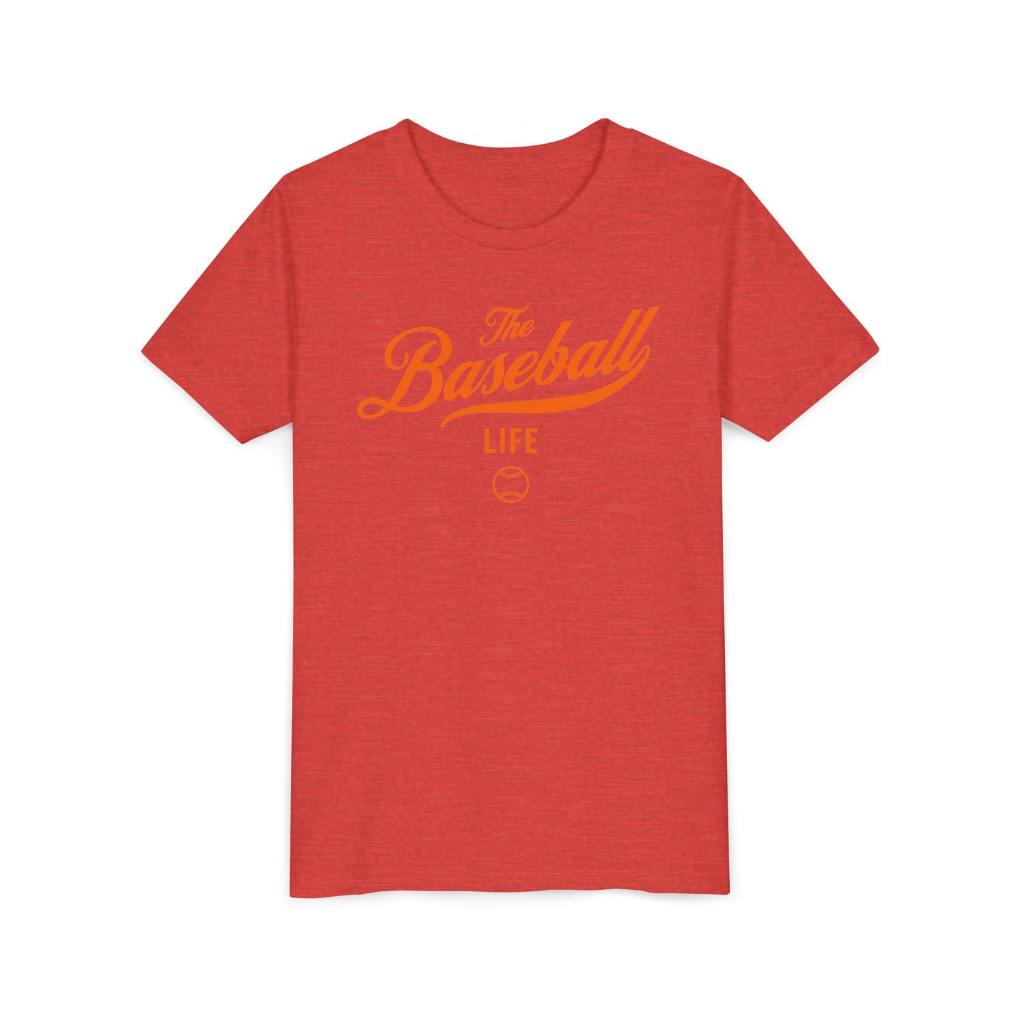 Youth The Baseball Life Classic Script T-Shirt_Orange Print
