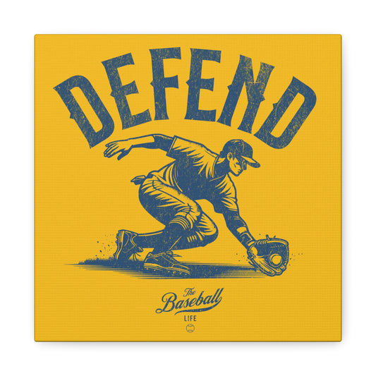 Defend Infielder Wall Art Canvas_Yellow Gold