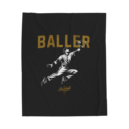 Velveteen Plush Blanket_Baller_Black