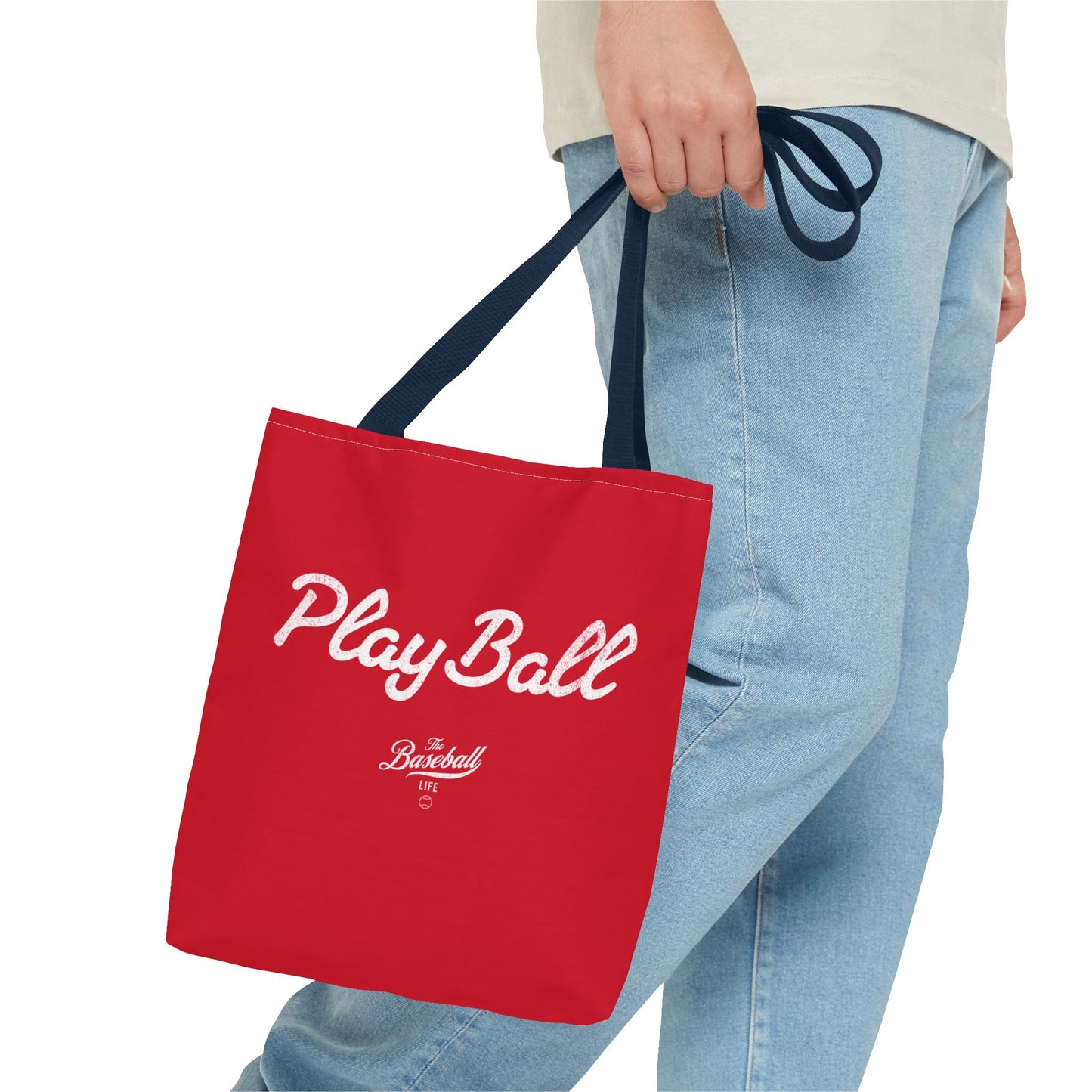 Play Ball Tote Bag_Red with White Print