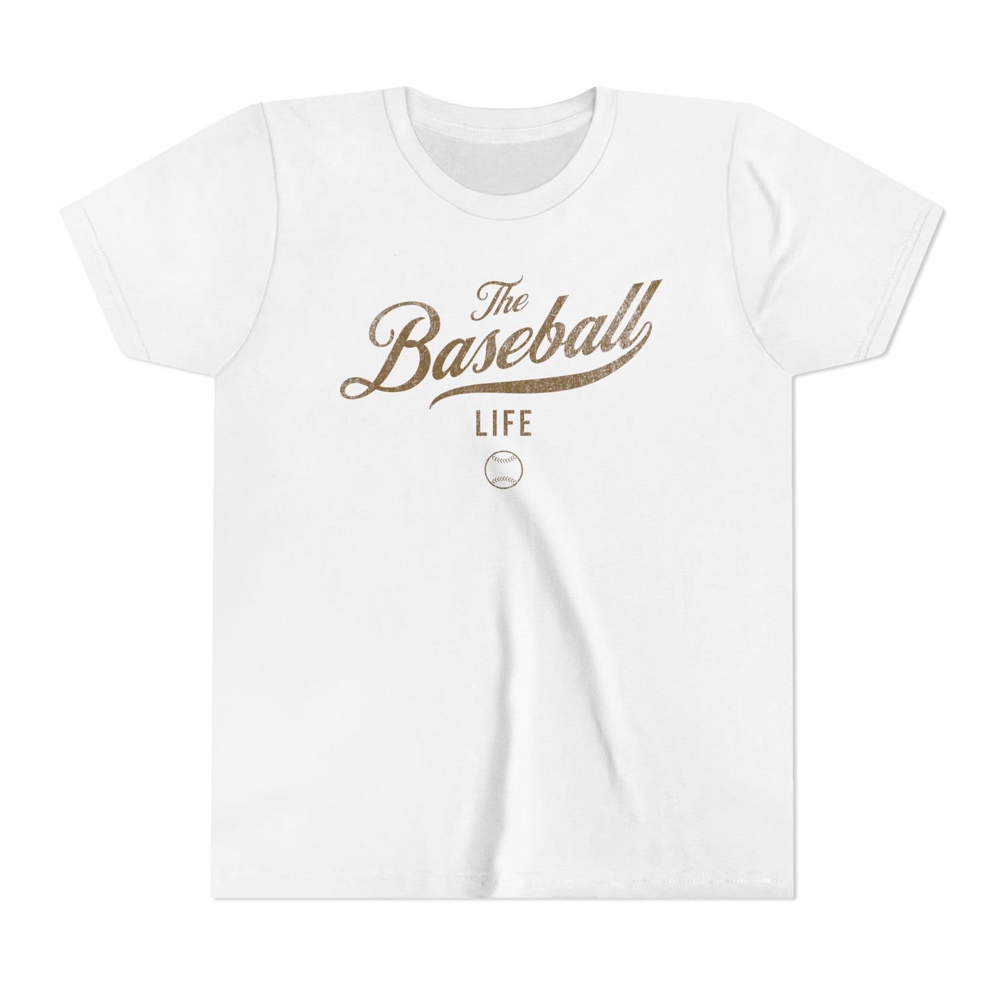 Youth The Baseball Life Classic Script T-Shirt_Old Gold Print