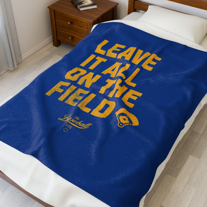 Velveteen Plush Blanket_Leave It All On The Field_Royal Blue