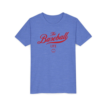 Youth The Baseball Life Classic Script T-Shirt_Red Print