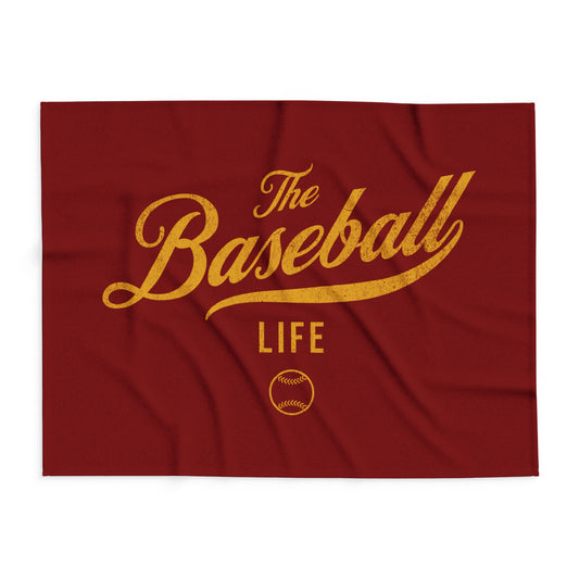 Fleece Blanket_Maroon w Yellow Gold Print