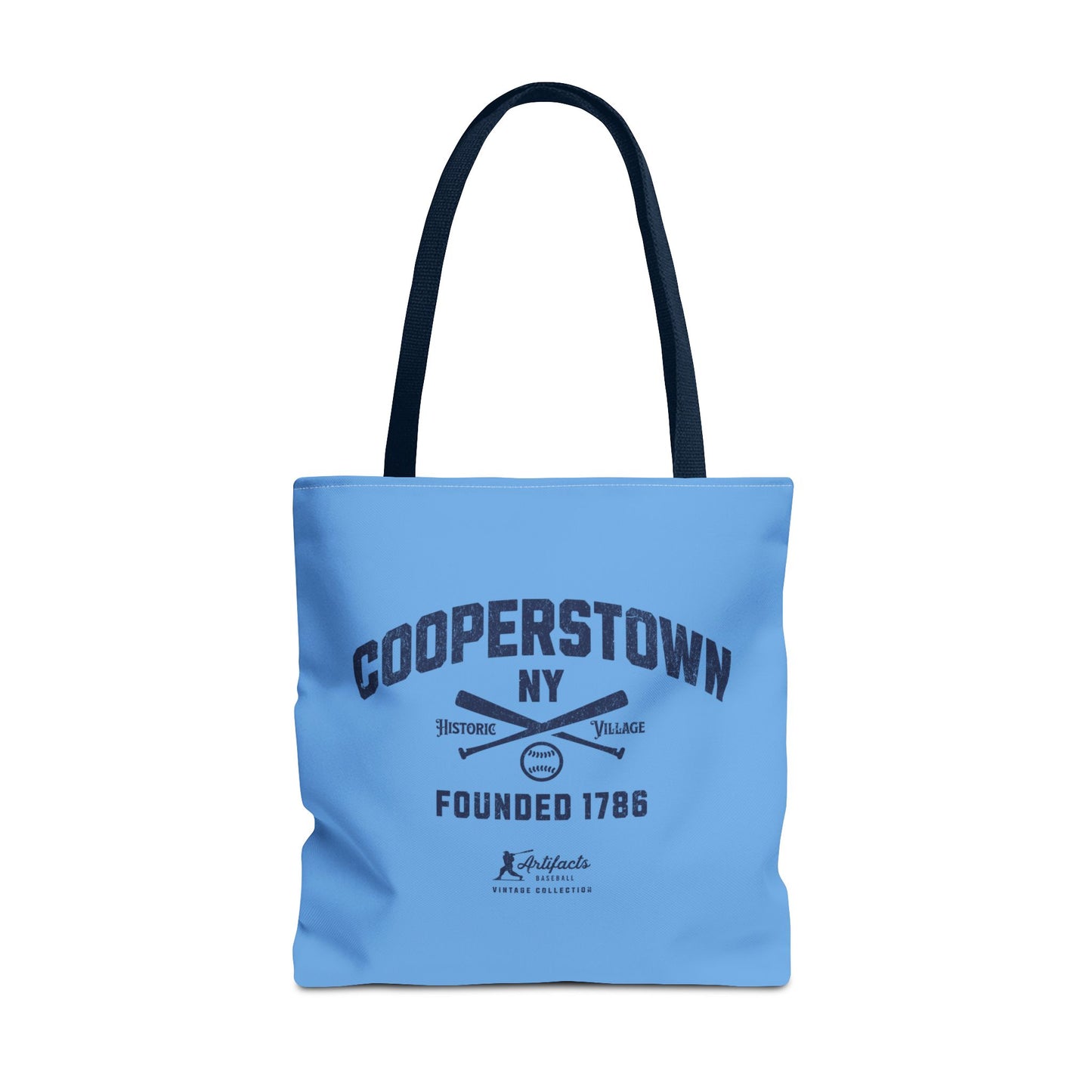 Cooperstown, NY Tote Bag_Carolina Blue w Navy Print