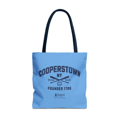 Cooperstown, NY Tote Bag_Carolina Blue w Navy Print
