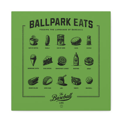 Ballpark Eats_Feeding the Language of Baseball Wall Art Canvas_Grass Green