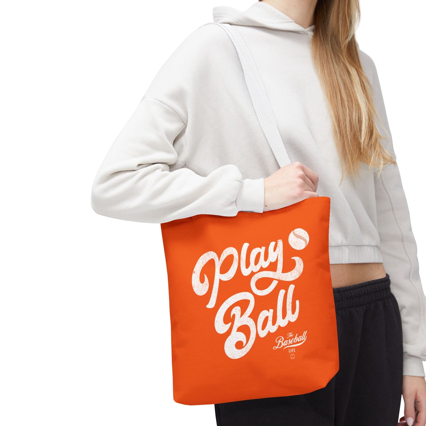 Play Ball Script Tote Bag_Orange