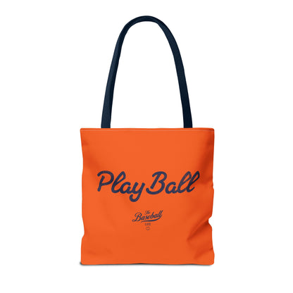 Play Ball Tote Bag_Orange with Navy Print