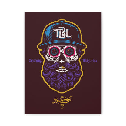 Beisbol Sugar Skull Series_Player 2 Wall Art Canvas_Coffee