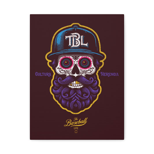 Beisbol Sugar Skull Series_Player 2 Wall Art Canvas_Coffee