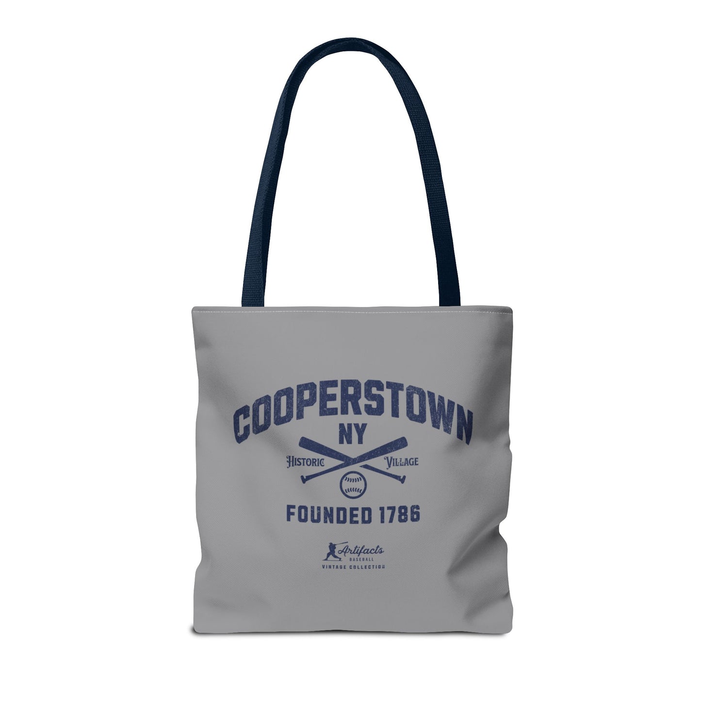 Cooperstown, NY Tote Bag_Gray w Navy Print
