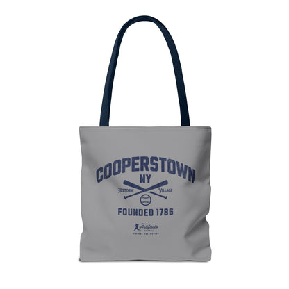 Cooperstown, NY Tote Bag_Gray w Navy Print