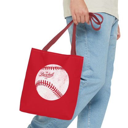 Weathered Baseball Tote Bag_Red
