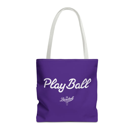 Play Ball Tote Bag_Purple with White Print