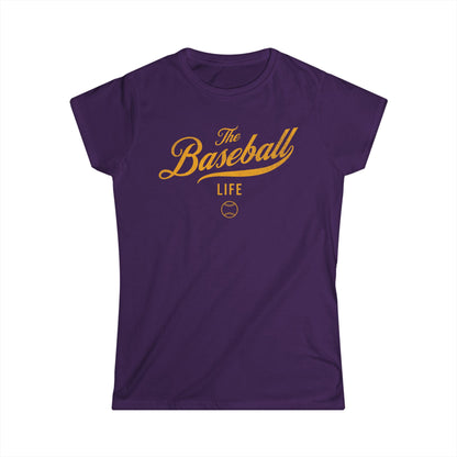 The Baseball Life Classic Script Tee_Women's_Yellow Gold Print