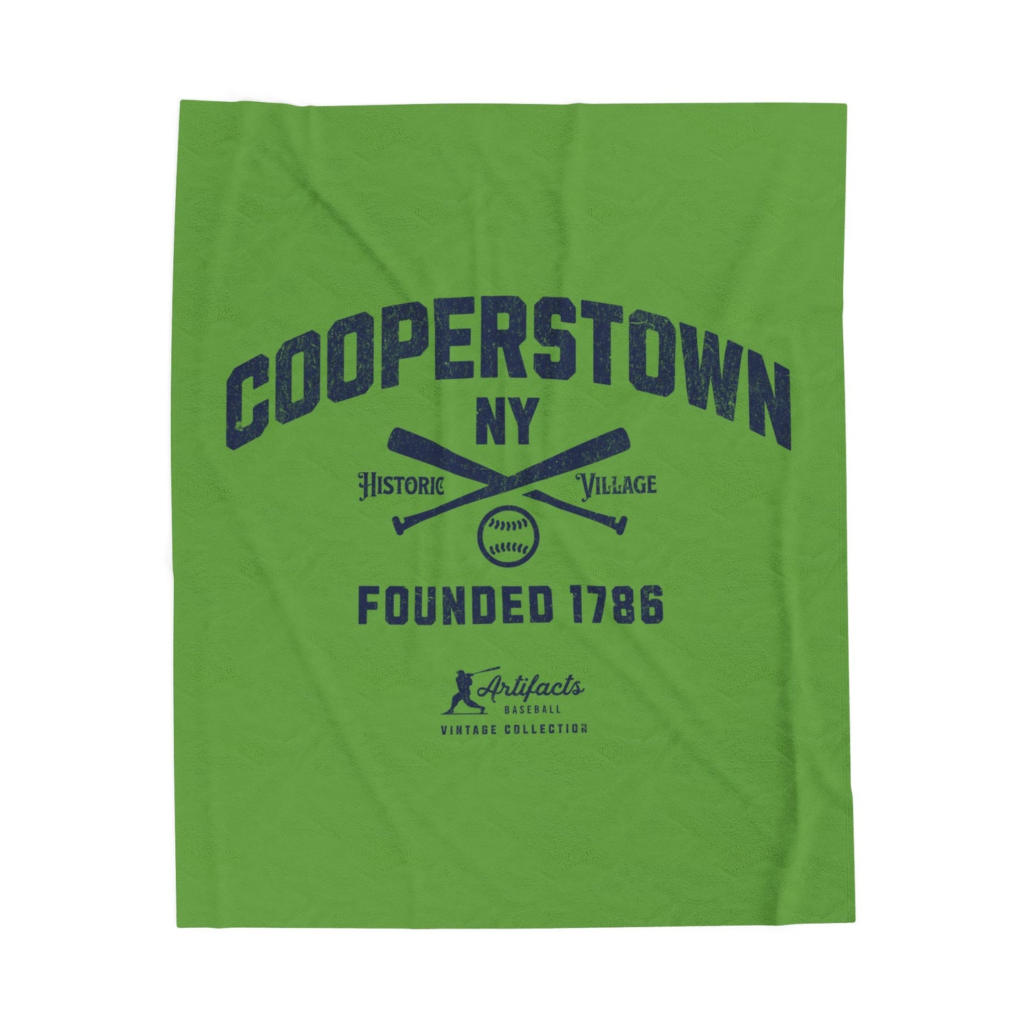 Velveteen Plush Blanket_Artifacts Baseball Collection_Cooperstown NY_Grass Green