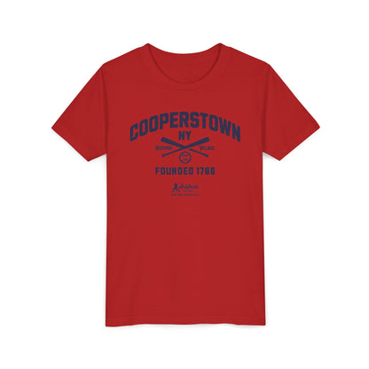 Youth Cooperstown NY Navy Print_Artifacts Baseball Collection T-Shirt