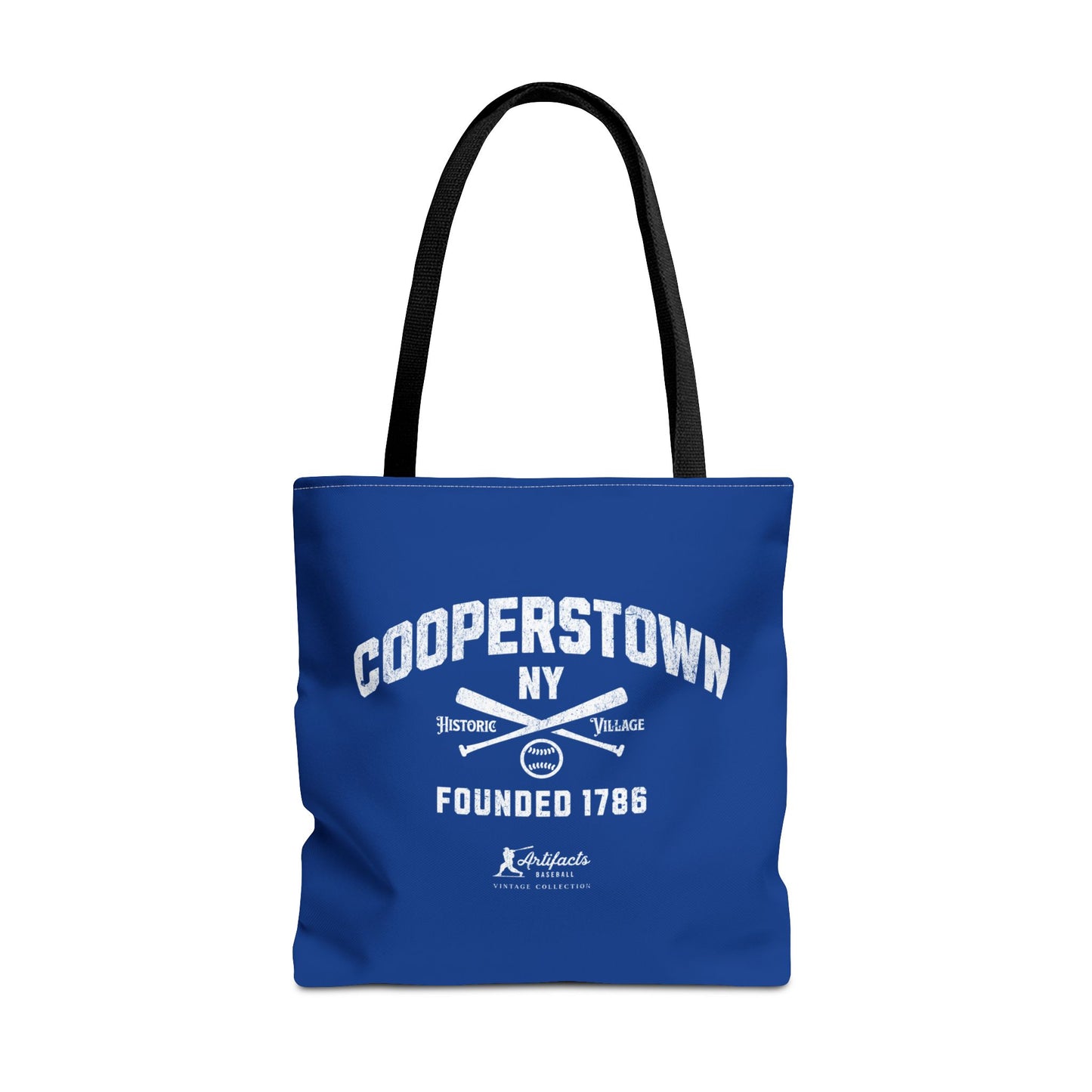 Cooperstown, NY Tote Bag_Royal Blue w White Print
