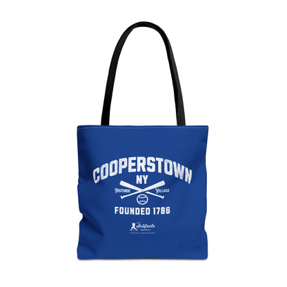 Cooperstown, NY Tote Bag_Royal Blue w White Print