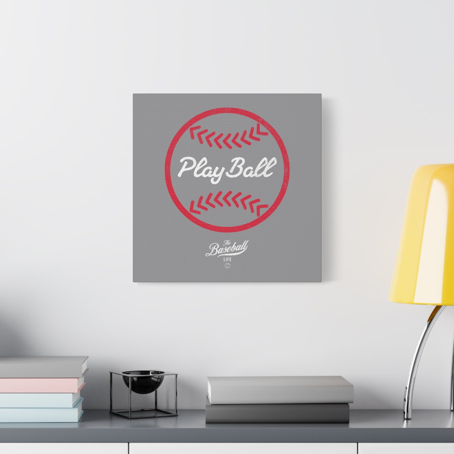 Play Ball Graphic Baseball Wall Art Canvas_Gray