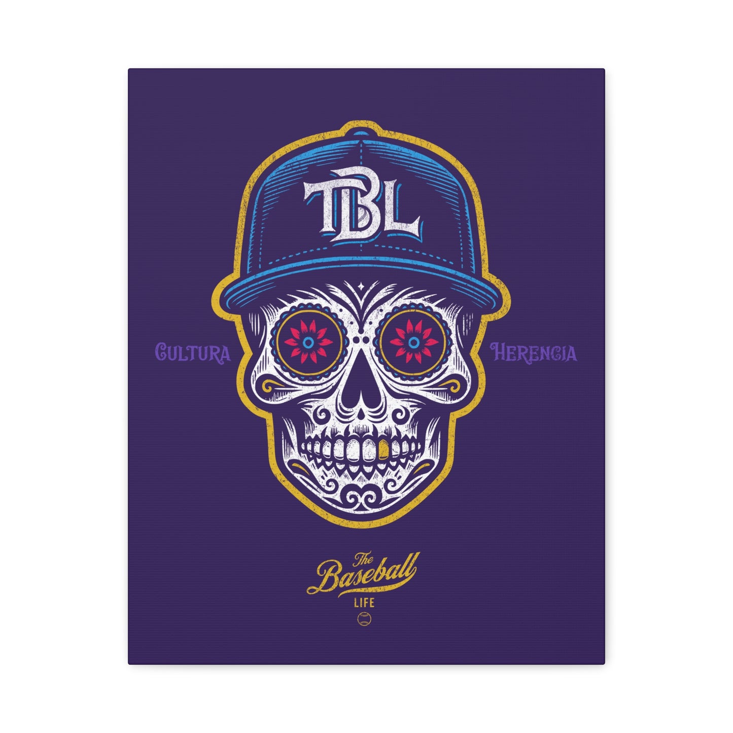 Beisbol Sugar Skull Series_Player 1 Wall Art Canvas_Purple