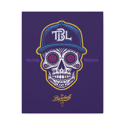 Beisbol Sugar Skull Series_Player 1 Wall Art Canvas_Purple