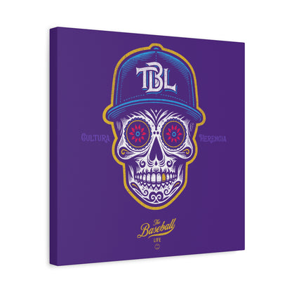 Beisbol Sugar Skull Series_Player 1  Wall Art Canvas_Purple