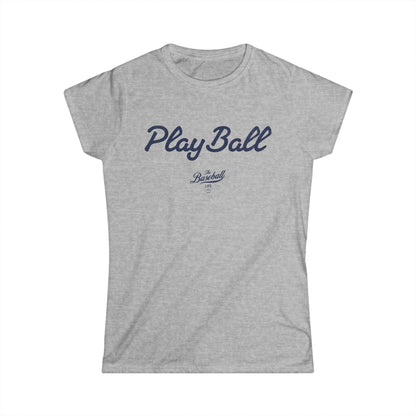 Play Ball Women's Baseball T-Shirt - Navy Print