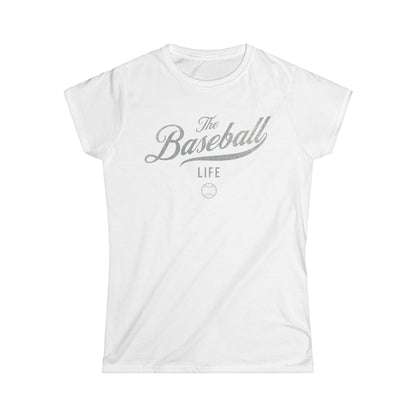 The Baseball Life Classic Script Tee_Women's_Silver Gray Print