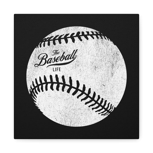 Weathered Baseball Wall Art Canvas_Black