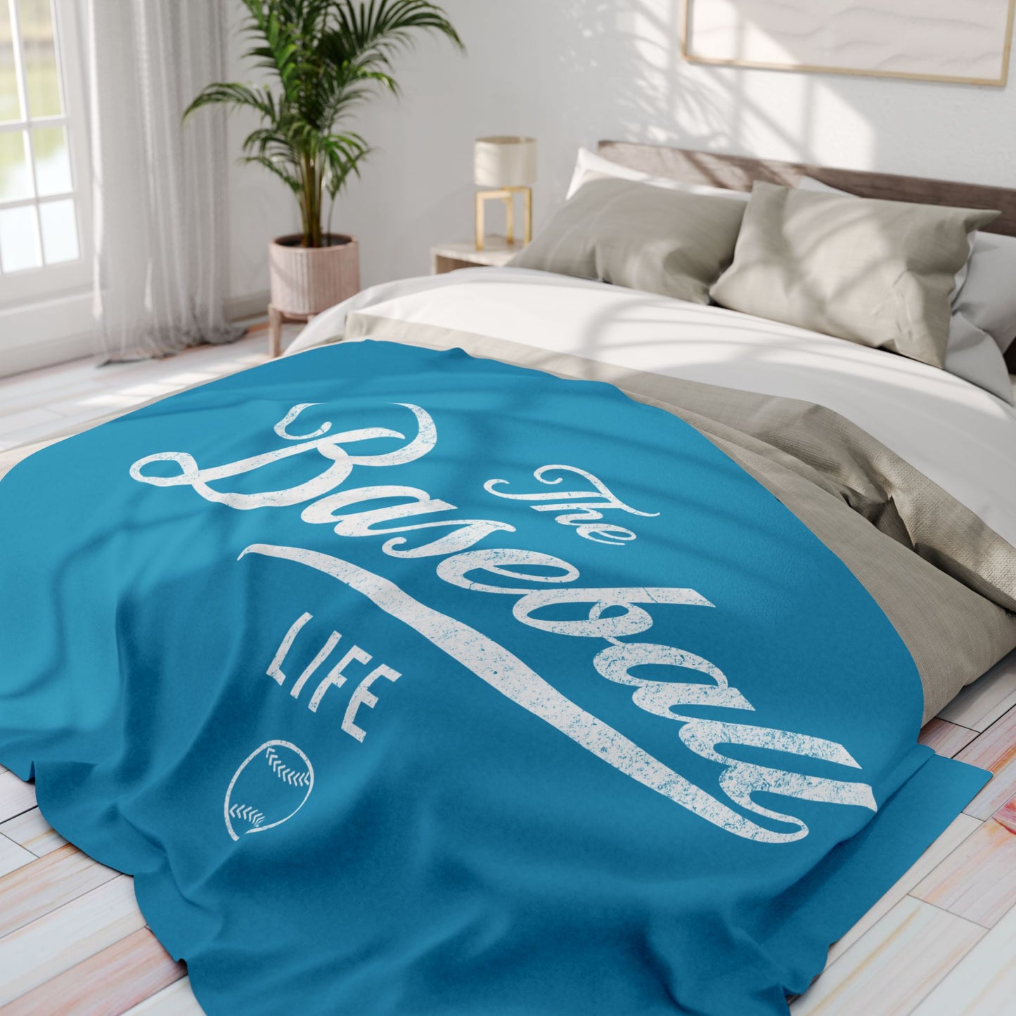 Fleece Blanket_Turquoise w White Print