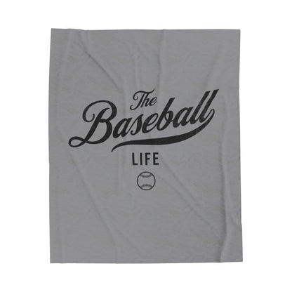 Velveteen Plush Blanket_Gray with Black Print