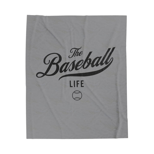 Velveteen Plush Blanket_Gray with Black Print