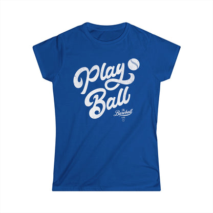 Women's Play Ball Script Baseball T-Shirt