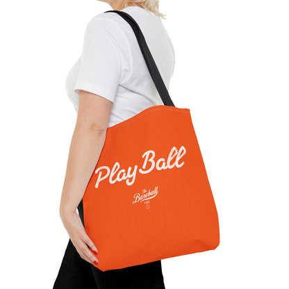 Play Ball Tote Bag_Orange with White Print