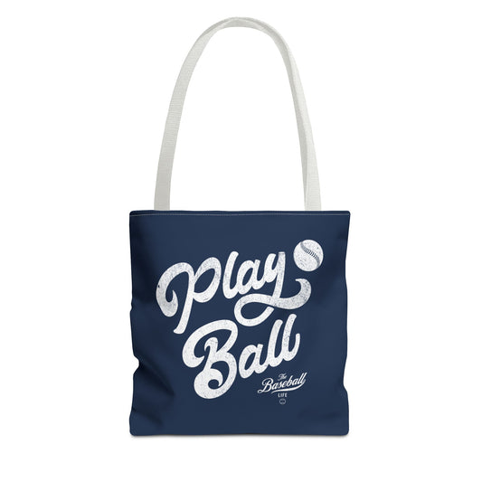 Play Ball Script Tote Bag_Navy