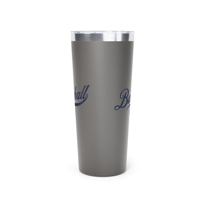 The Baseball Life 22oz Insulated Travel Tumbler_Gray w Navy Print