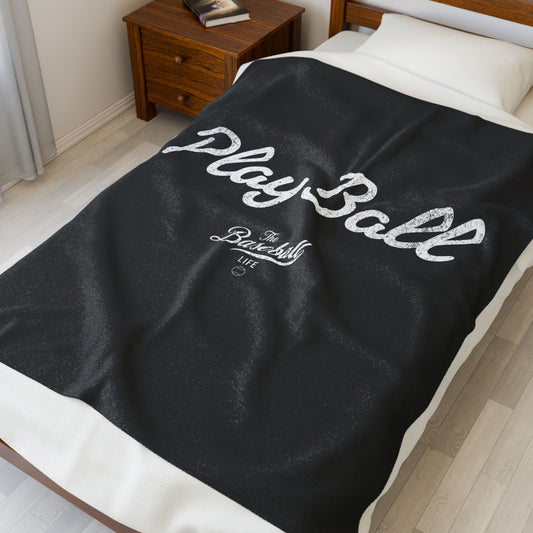 Velveteen Plush Blanket_Play Ball_Black