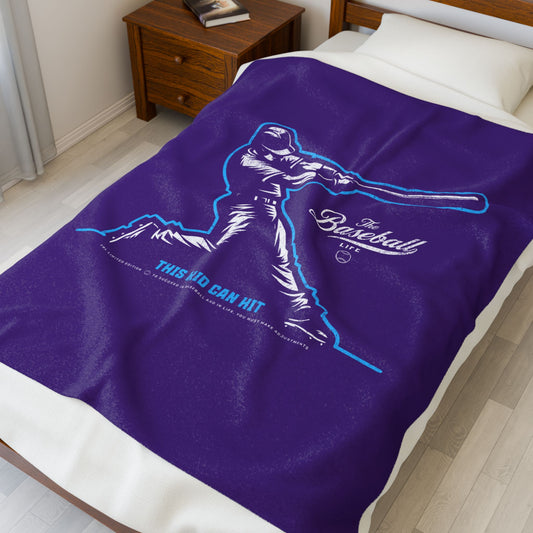Velveteen Plush Blanket_This Kid Can Hit_Purple