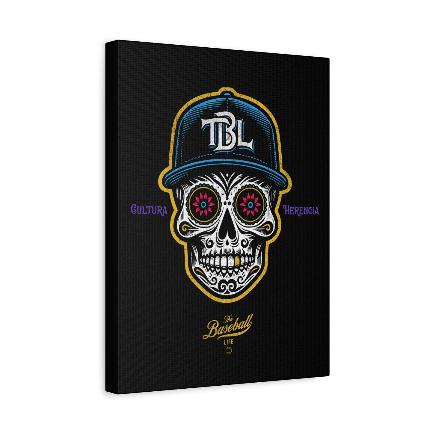 Beisbol Sugar Skull Series_Player 1 Wall Art Canvas_Black